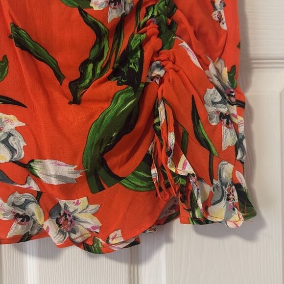 ZARA Orange & Green Floral Mini Skirt - Size Medium NWT - Picture 3 of 3